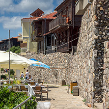 SOZOPOL, BULGARIA - JULY 16. 2016: Amazing Panorama with ancient fortifications and old houses at old town of Sozopol, Burgas Region, Bulgaria