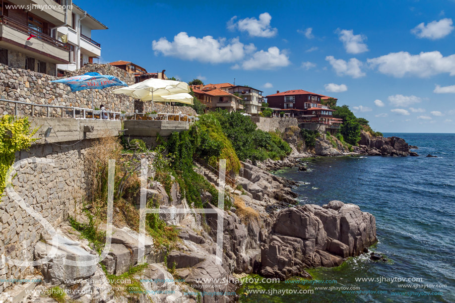 SOZOPOL, BULGARIA - JULY 16. 2016: Amazing Panorama with ancient fortifications and old houses at old town of Sozopol, Burgas Region, Bulgaria