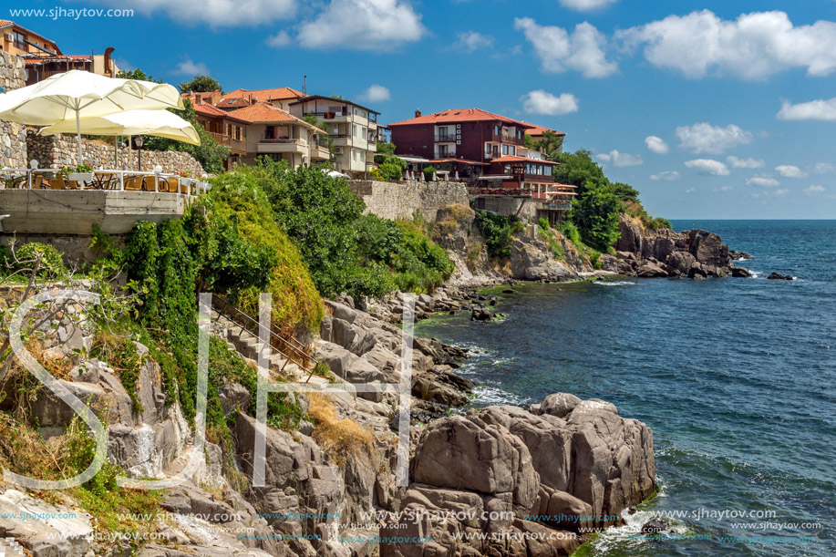 SOZOPOL, BULGARIA - JULY 16. 2016: Amazing Panorama with ancient fortifications and old houses at old town of Sozopol, Burgas Region, Bulgaria