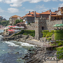 SOZOPOL, BULGARIA - JULY 16. 2016: Amazing Panorama with ancient fortifications and old houses at old town of Sozopol, Burgas Region, Bulgaria