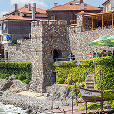 SOZOPOL, BULGARIA - JULY 16. 2016: Amazing Panorama with ancient fortifications and old houses at old town of Sozopol, Burgas Region, Bulgaria