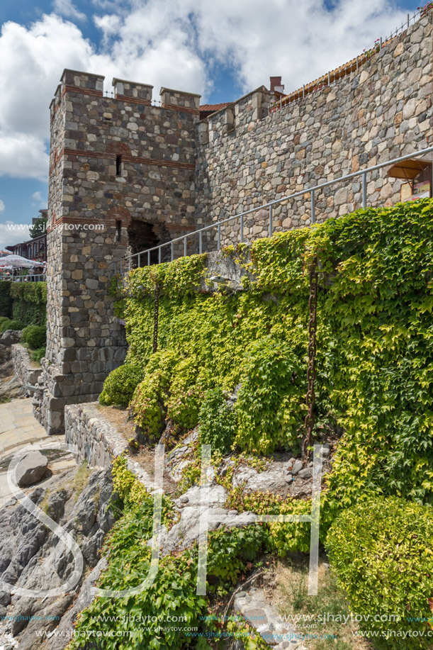 SOZOPOL, BULGARIA - JULY 16. 2016: Amazing Panorama with ancient fortifications and old houses at old town of Sozopol, Burgas Region, Bulgaria