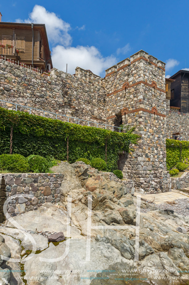 SOZOPOL, BULGARIA - JULY 16. 2016: Amazing Panorama with ancient fortifications and old houses at old town of Sozopol, Burgas Region, Bulgaria