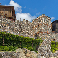 SOZOPOL, BULGARIA - JULY 16. 2016: Amazing Panorama with ancient fortifications and old houses at old town of Sozopol, Burgas Region, Bulgaria