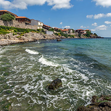 SOZOPOL, BULGARIA - JULY 16. 2016: Amazing Panorama with ancient fortifications and old houses at old town of Sozopol, Burgas Region, Bulgaria