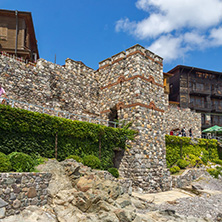 SOZOPOL, BULGARIA - JULY 16. 2016: Amazing Panorama with ancient fortifications and old houses at old town of Sozopol, Burgas Region, Bulgaria