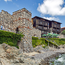 SOZOPOL, BULGARIA - JULY 16. 2016: Amazing Panorama with ancient fortifications and old houses at old town of Sozopol, Burgas Region, Bulgaria