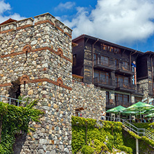 SOZOPOL, BULGARIA - JULY 16. 2016: Amazing Panorama with ancient fortifications and old houses at old town of Sozopol, Burgas Region, Bulgaria