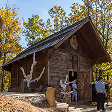 DEVIL"S TOWN, SERBIA - OCTOBER 21, 2017: Wooden Church of St. Petka at Devil town in Radan Mountain, Serbia