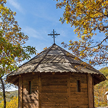 DEVIL"S TOWN, SERBIA - OCTOBER 21, 2017: Wooden Church of St. Petka at Devil town in Radan Mountain, Serbia