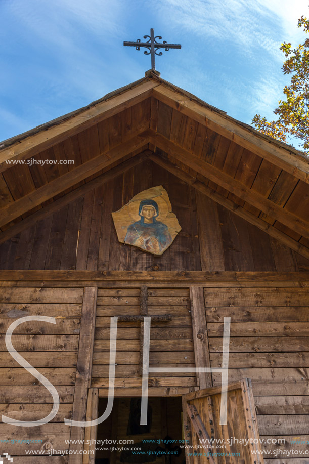 DEVIL"S TOWN, SERBIA - OCTOBER 21, 2017: Wooden Church of St. Petka at Devil town in Radan Mountain, Serbia