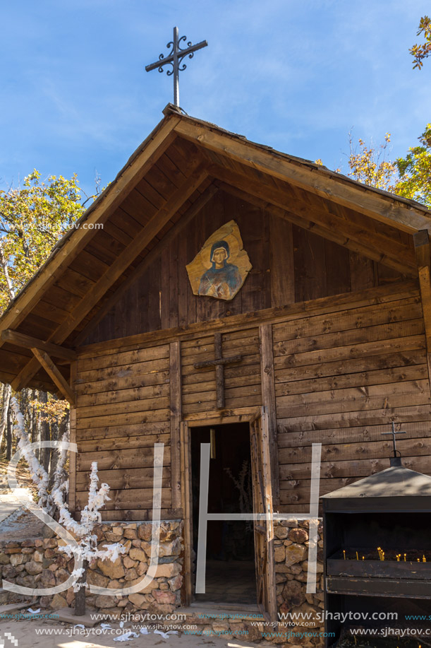 DEVIL"S TOWN, SERBIA - OCTOBER 21, 2017: Wooden Church of St. Petka at Devil town in Radan Mountain, Serbia