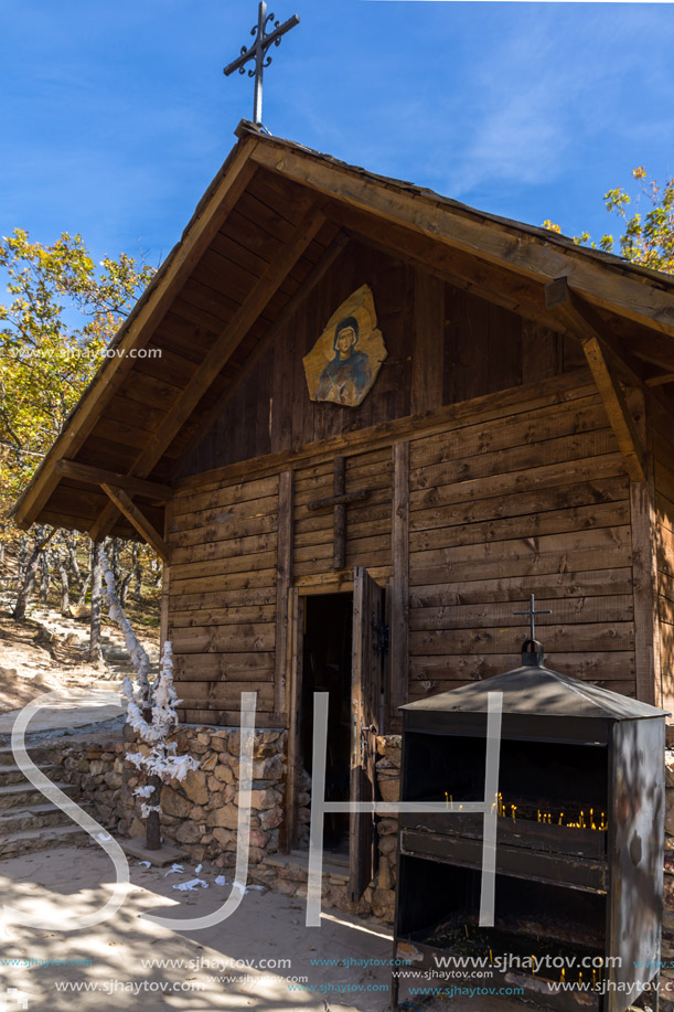 DEVIL"S TOWN, SERBIA - OCTOBER 21, 2017: Wooden Church of St. Petka at Devil town in Radan Mountain, Serbia