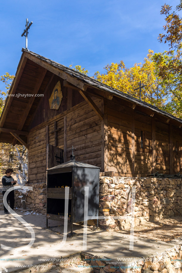 DEVIL"S TOWN, SERBIA - OCTOBER 21, 2017: Wooden Church of St. Petka at Devil town in Radan Mountain, Serbia