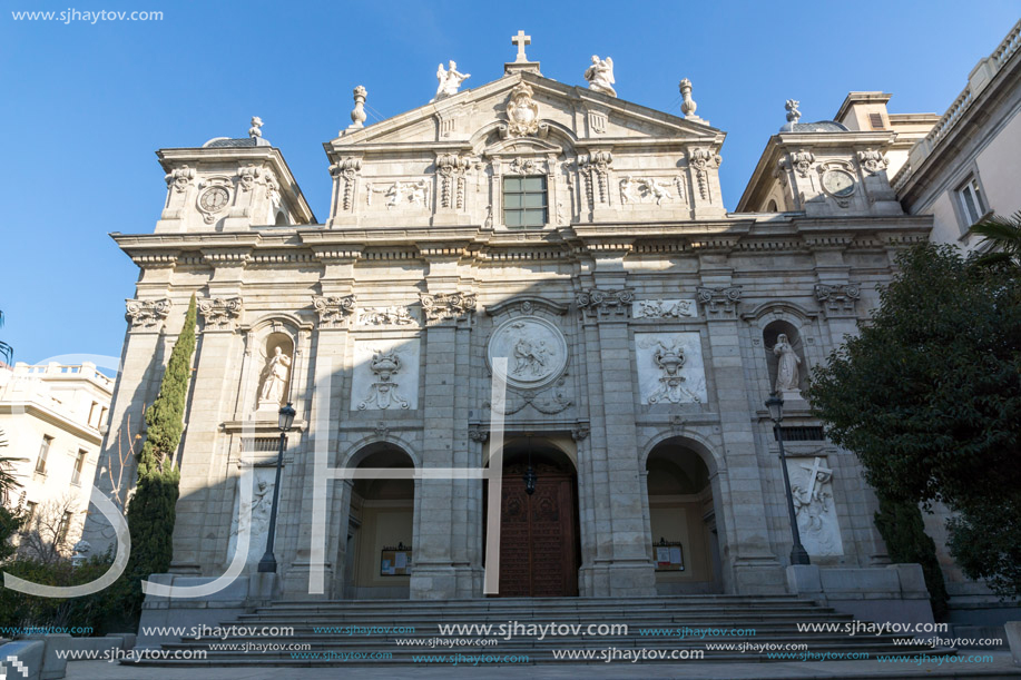 MADRID, SPAIN - JANUARY 24, 2018:  Amazing Morning view of Parish of Santa Barbara in City of Madrid, Spain