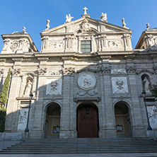 MADRID, SPAIN - JANUARY 24, 2018:  Amazing Morning view of Parish of Santa Barbara in City of Madrid, Spain