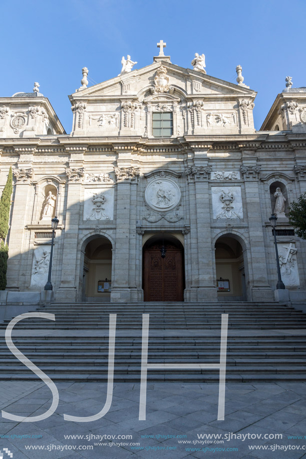 MADRID, SPAIN - JANUARY 24, 2018:  Amazing Morning view of Parish of Santa Barbara in City of Madrid, Spain