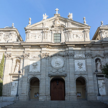 MADRID, SPAIN - JANUARY 24, 2018:  Amazing Morning view of Parish of Santa Barbara in City of Madrid, Spain