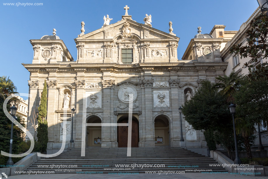 MADRID, SPAIN - JANUARY 24, 2018:  Amazing Morning view of Parish of Santa Barbara in City of Madrid, Spain