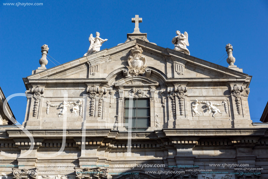 MADRID, SPAIN - JANUARY 24, 2018:  Amazing Morning view of Parish of Santa Barbara in City of Madrid, Spain