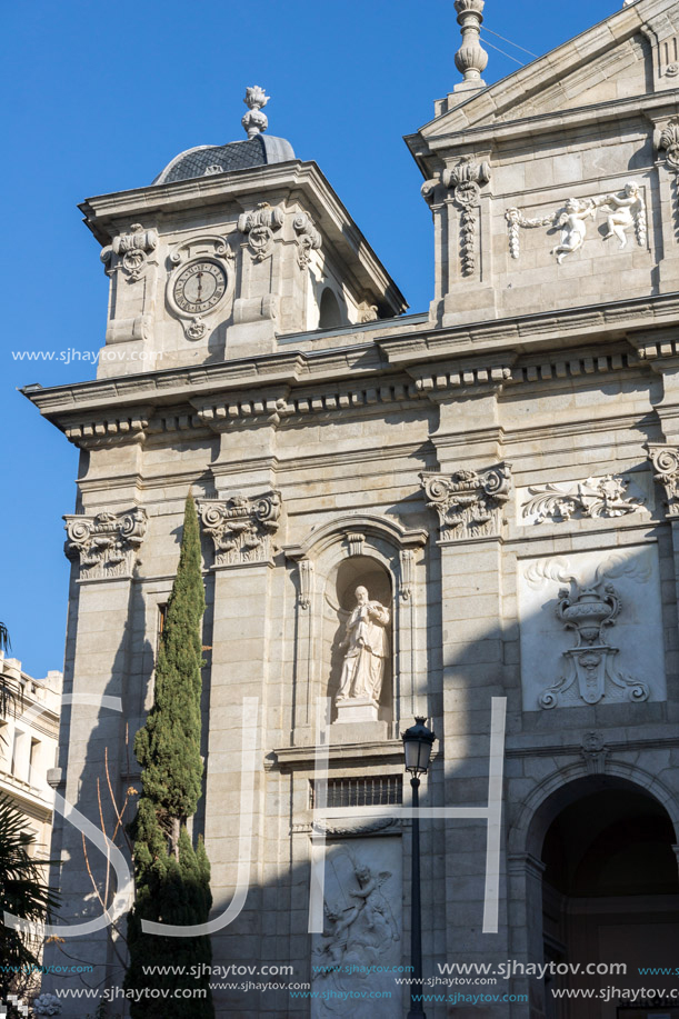 MADRID, SPAIN - JANUARY 24, 2018:  Amazing Morning view of Parish of Santa Barbara in City of Madrid, Spain