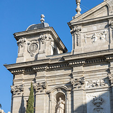 MADRID, SPAIN - JANUARY 24, 2018:  Amazing Morning view of Parish of Santa Barbara in City of Madrid, Spain