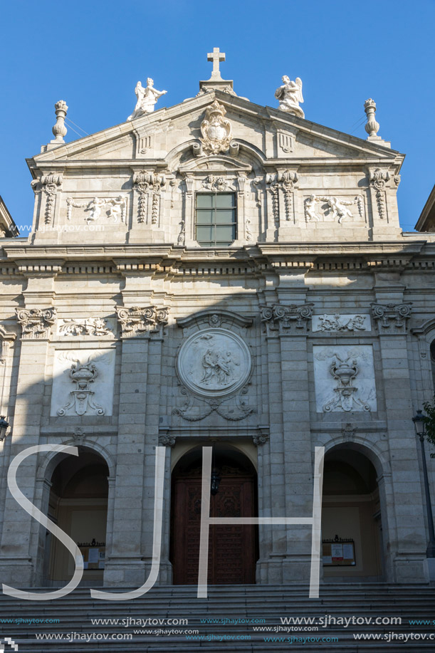 MADRID, SPAIN - JANUARY 24, 2018:  Amazing Morning view of Parish of Santa Barbara in City of Madrid, Spain