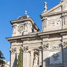 MADRID, SPAIN - JANUARY 24, 2018:  Amazing Morning view of Parish of Santa Barbara in City of Madrid, Spain