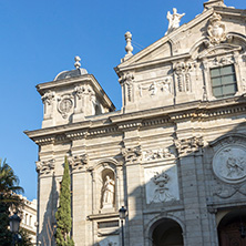 MADRID, SPAIN - JANUARY 24, 2018:  Amazing Morning view of Parish of Santa Barbara in City of Madrid, Spain