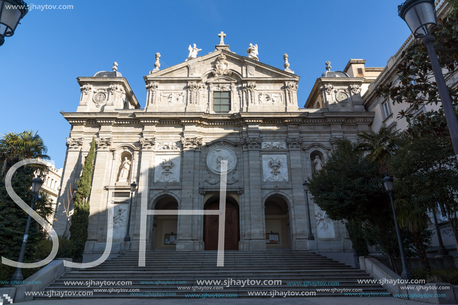 MADRID, SPAIN - JANUARY 24, 2018:  Amazing Morning view of Parish of Santa Barbara in City of Madrid, Spain