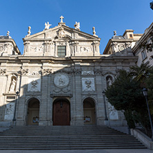 MADRID, SPAIN - JANUARY 24, 2018:  Amazing Morning view of Parish of Santa Barbara in City of Madrid, Spain