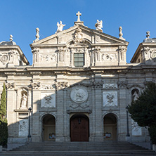 MADRID, SPAIN - JANUARY 24, 2018:  Amazing Morning view of Parish of Santa Barbara in City of Madrid, Spain