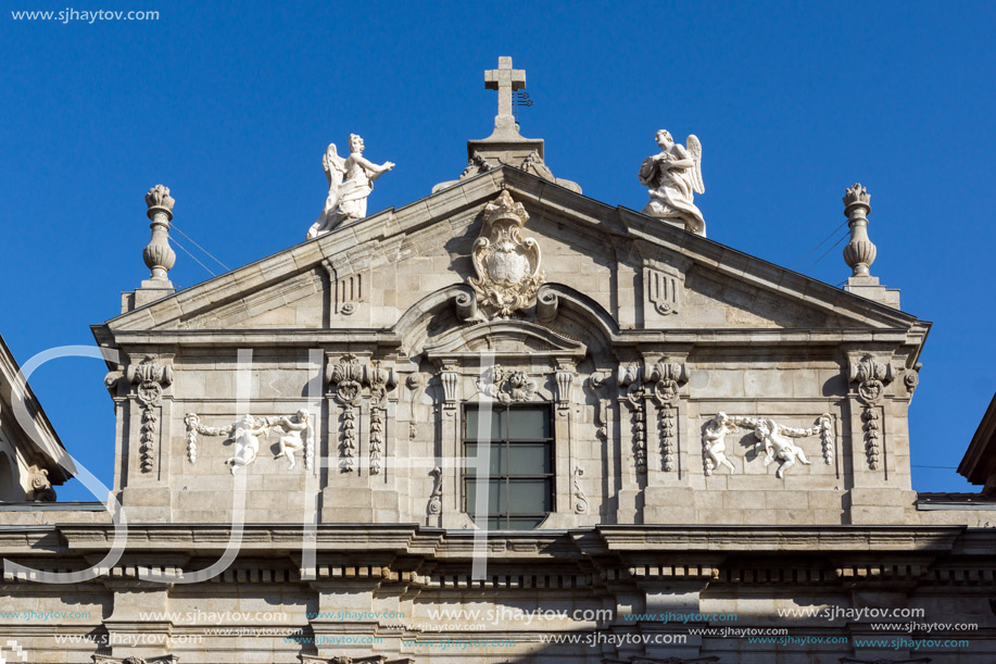 MADRID, SPAIN - JANUARY 24, 2018:  Amazing Morning view of Parish of Santa Barbara in City of Madrid, Spain