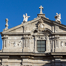 MADRID, SPAIN - JANUARY 24, 2018:  Amazing Morning view of Parish of Santa Barbara in City of Madrid, Spain