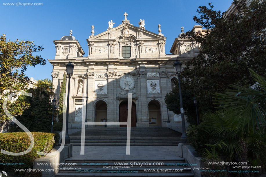 MADRID, SPAIN - JANUARY 24, 2018:  Amazing Morning view of Parish of Santa Barbara in City of Madrid, Spain