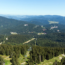 Amazing landscape of Rhodope Mountains from Snezhanka tower near ski resort Pamporovo, Smolyan Region, Bulgaria