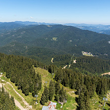 Amazing landscape of Rhodope Mountains from Snezhanka tower near ski resort Pamporovo, Smolyan Region, Bulgaria