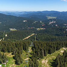 Amazing landscape of Rhodope Mountains from Snezhanka tower near ski resort Pamporovo, Smolyan Region, Bulgaria