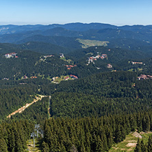 Amazing landscape of Rhodope Mountains from Snezhanka tower near ski resort Pamporovo, Smolyan Region, Bulgaria