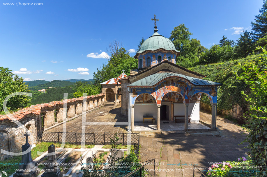 Nineteenth century buildings in Sokolski Monastery Holy Mother"s Assumption, Gabrovo region, Bulgaria