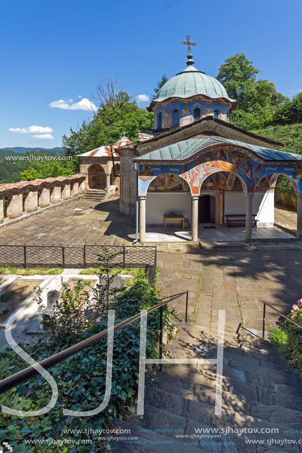 Nineteenth century buildings in Sokolski Monastery Holy Mother"s Assumption, Gabrovo region, Bulgaria