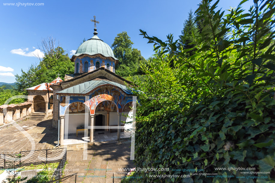 Nineteenth century buildings in Sokolski Monastery Holy Mother"s Assumption, Gabrovo region, Bulgaria