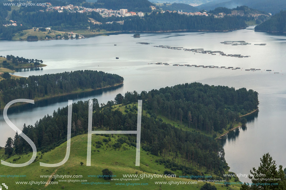 Amazing Sunset Landscape of Dospat  Reservoir, Smolyan Region, Bulgaria