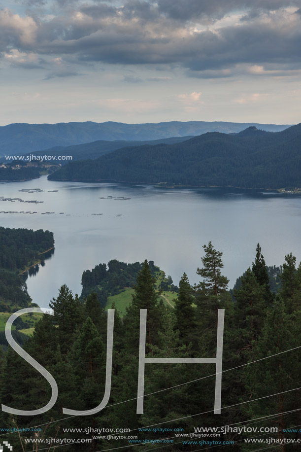 Amazing Sunset Landscape of Dospat  Reservoir, Smolyan Region, Bulgaria