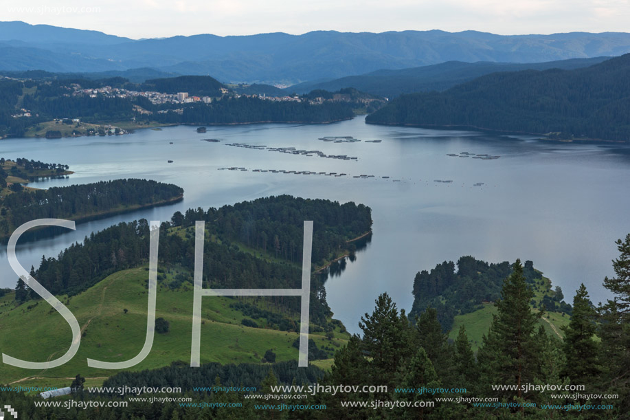 Amazing Sunset Landscape of Dospat  Reservoir, Smolyan Region, Bulgaria