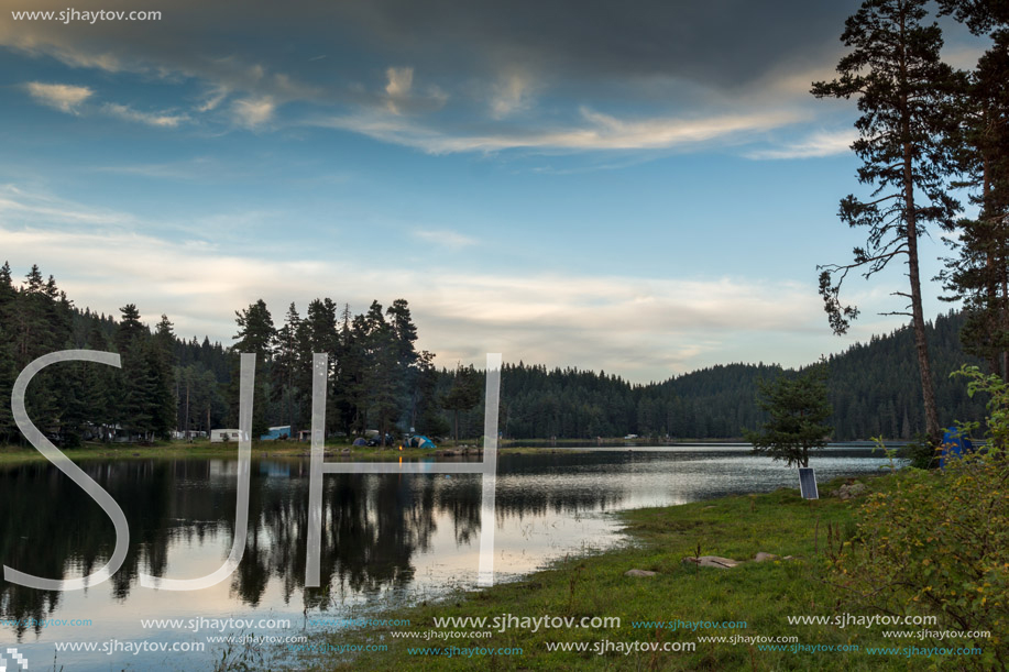 Amazing Sunset Landscape of Shiroka polyana (Wide meadow) Reservoir, Pazardzhik Region, Bulgaria