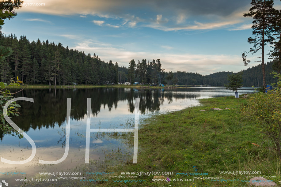 Amazing Sunset Landscape of Shiroka polyana (Wide meadow) Reservoir, Pazardzhik Region, Bulgaria