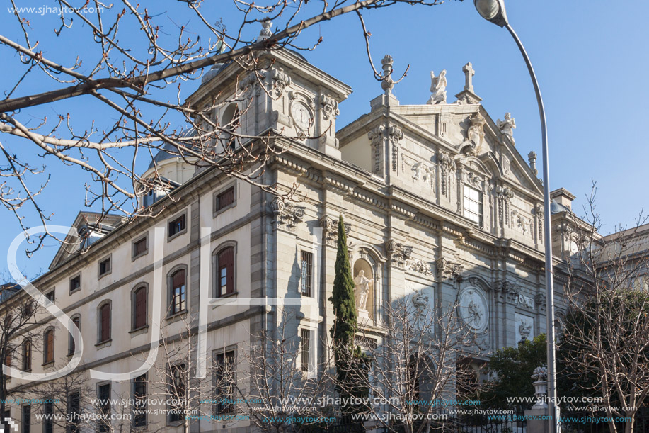 MADRID, SPAIN - JANUARY 24, 2018:  Amazing view of Parish of Santa Barbara in City of Madrid, Spain