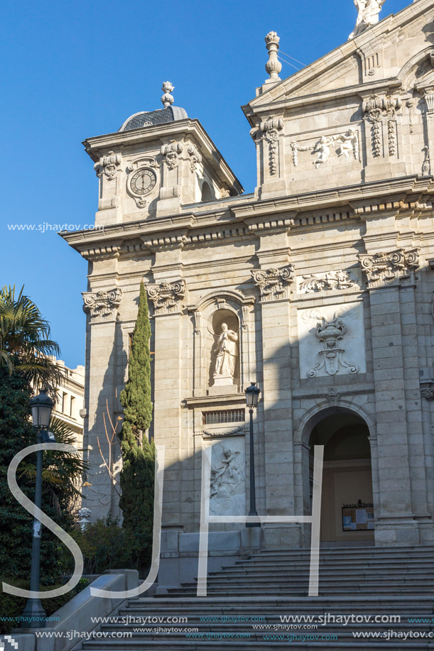 MADRID, SPAIN - JANUARY 24, 2018:  Amazing view of Parish of Santa Barbara in City of Madrid, Spain