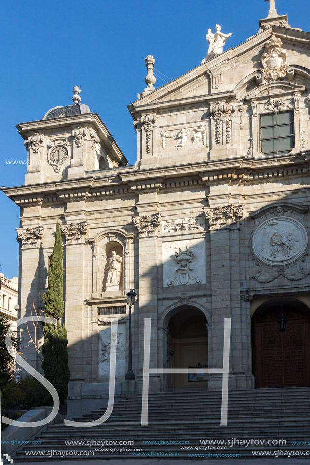 MADRID, SPAIN - JANUARY 24, 2018:  Amazing view of Parish of Santa Barbara in City of Madrid, Spain